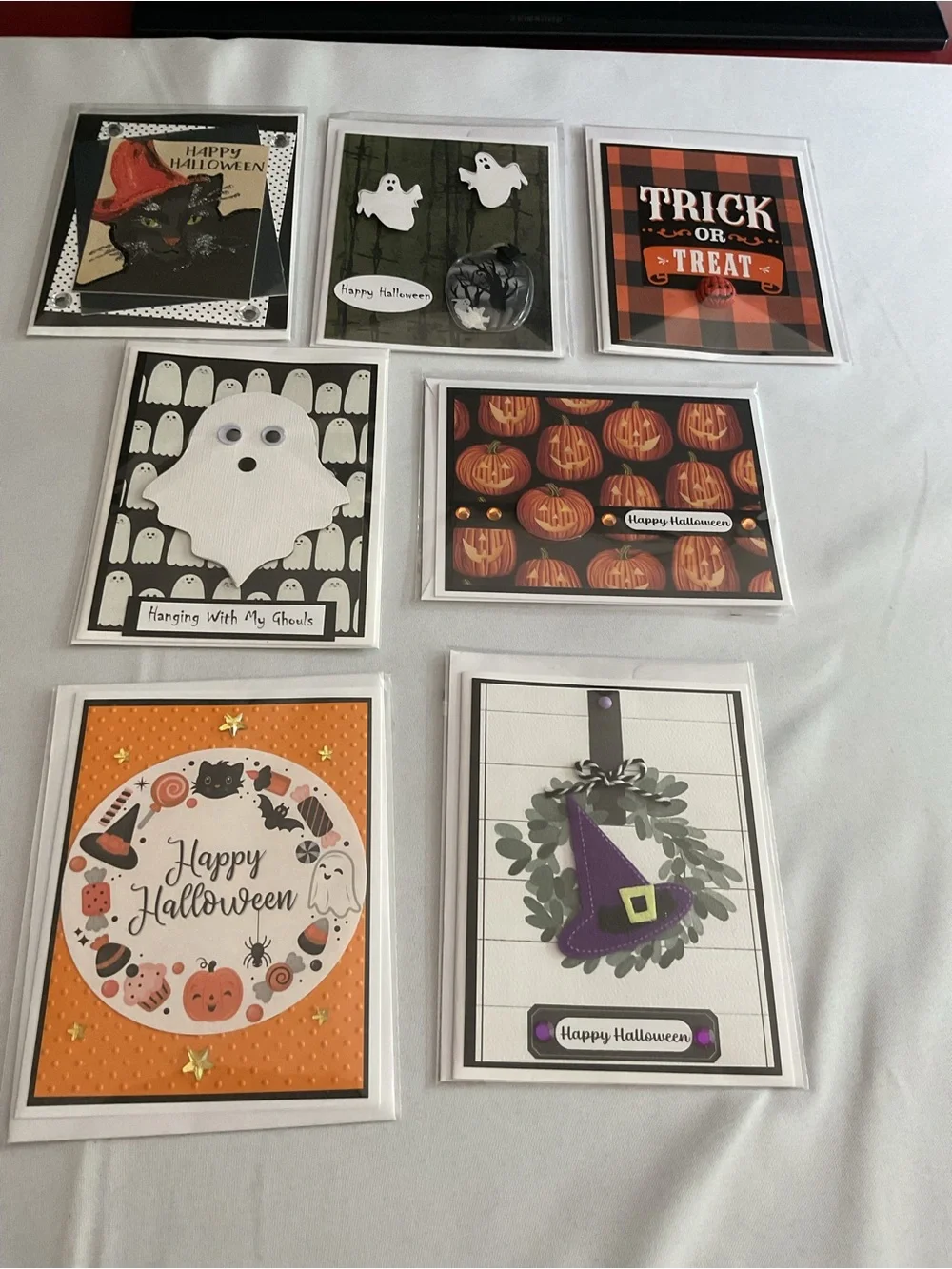 ( Set of 7 ) Handmade Halloween Greeting Cards